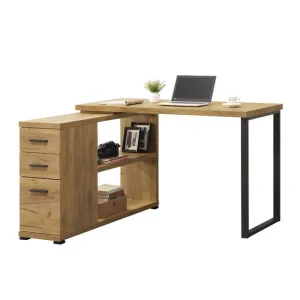 0B027FL 40" L Shaped Desk in Golden Oak