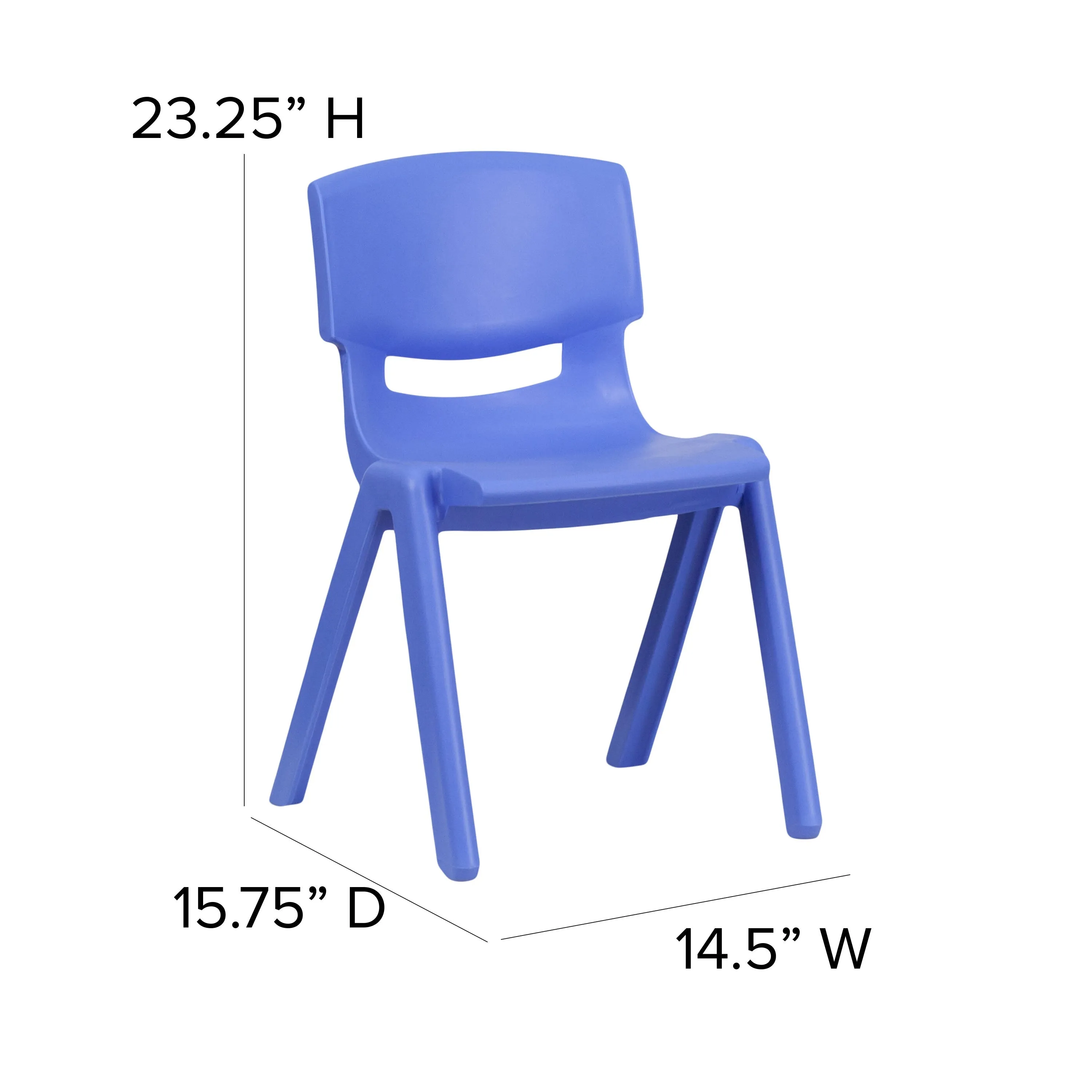 2 Pack Plastic Stackable School Chair with 13.25" Seat Height