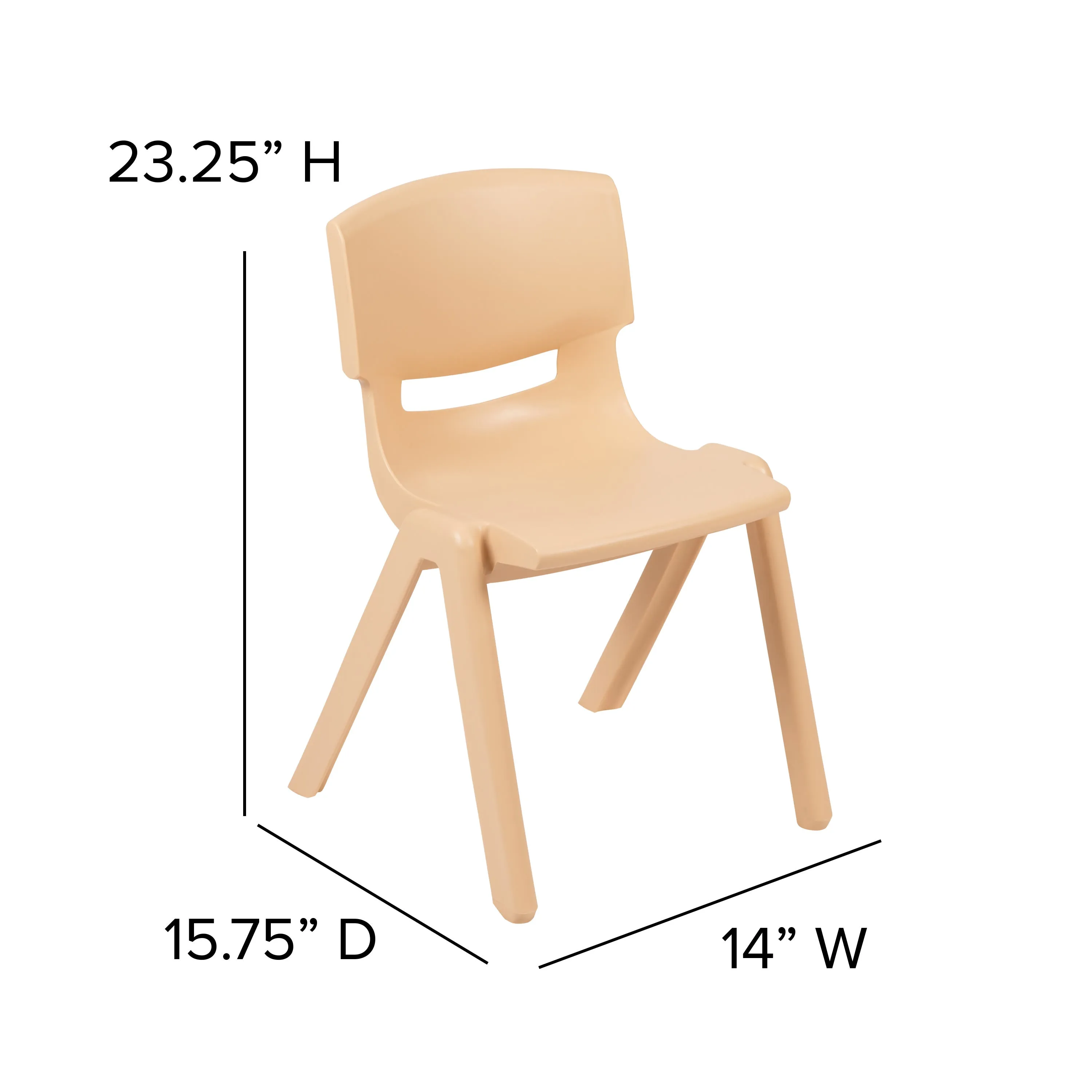 2 Pack Plastic Stackable School Chair with 13.25" Seat Height