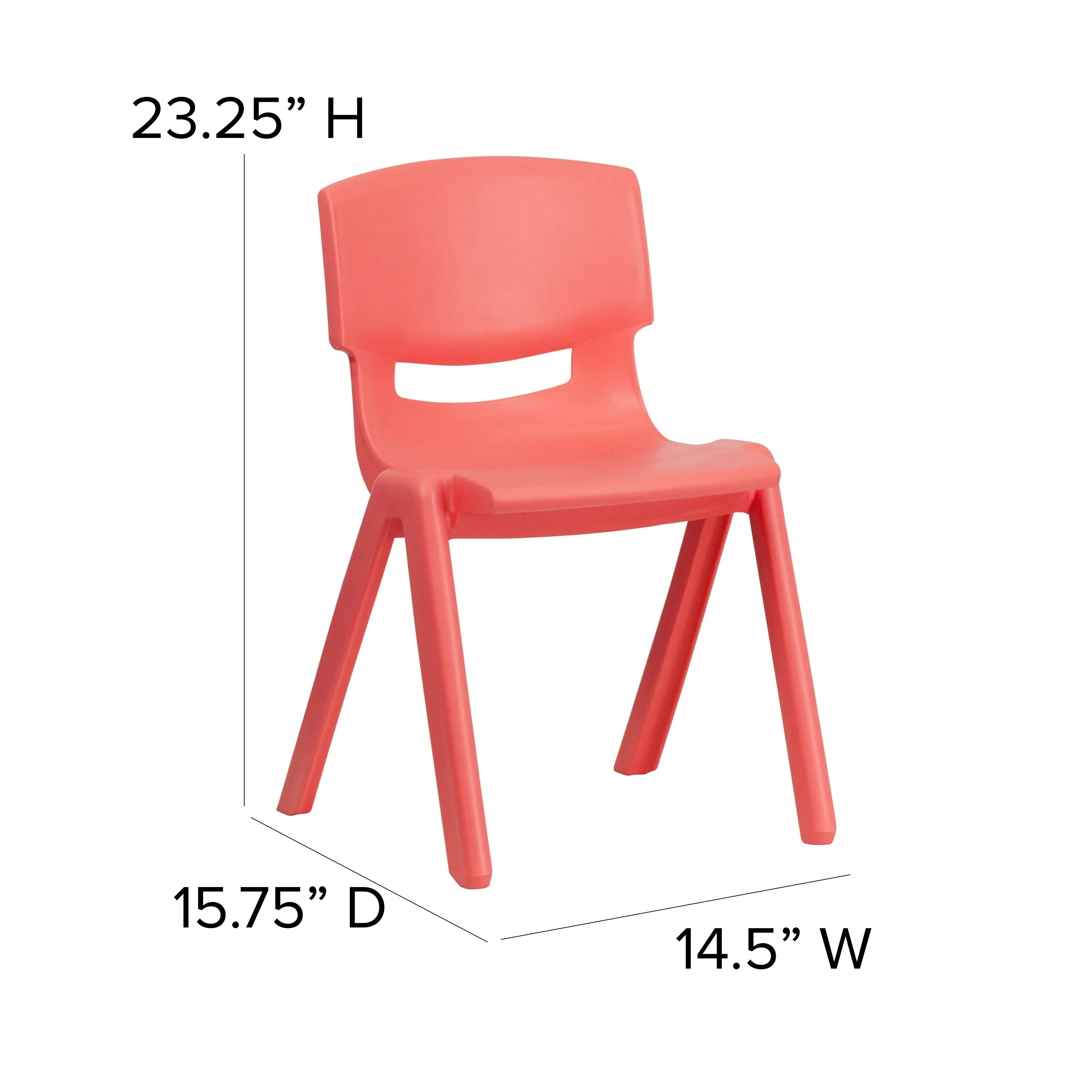 2 Pack Plastic Stackable School Chair with 13.25" Seat Height