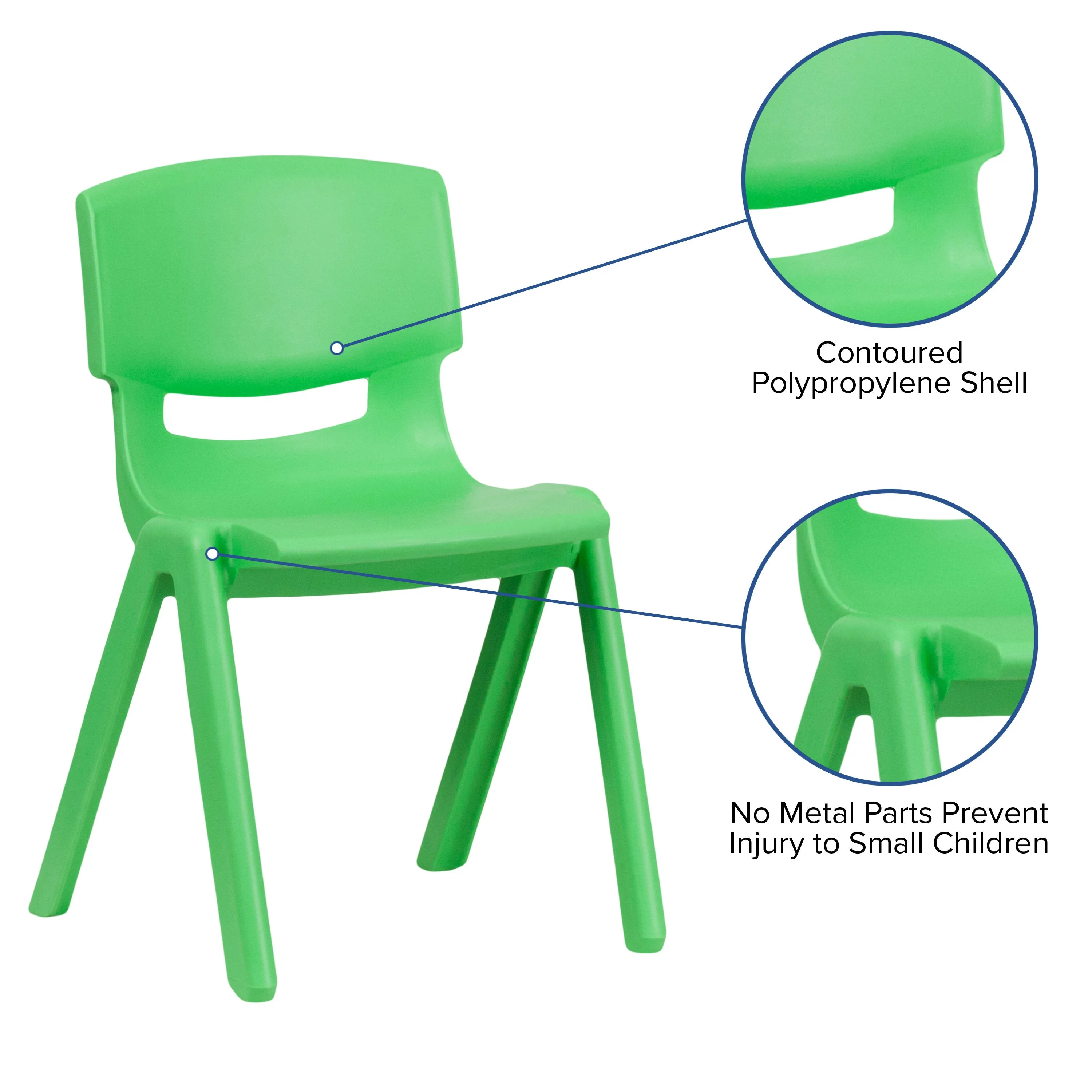 2 Pack Plastic Stackable School Chair with 13.25" Seat Height