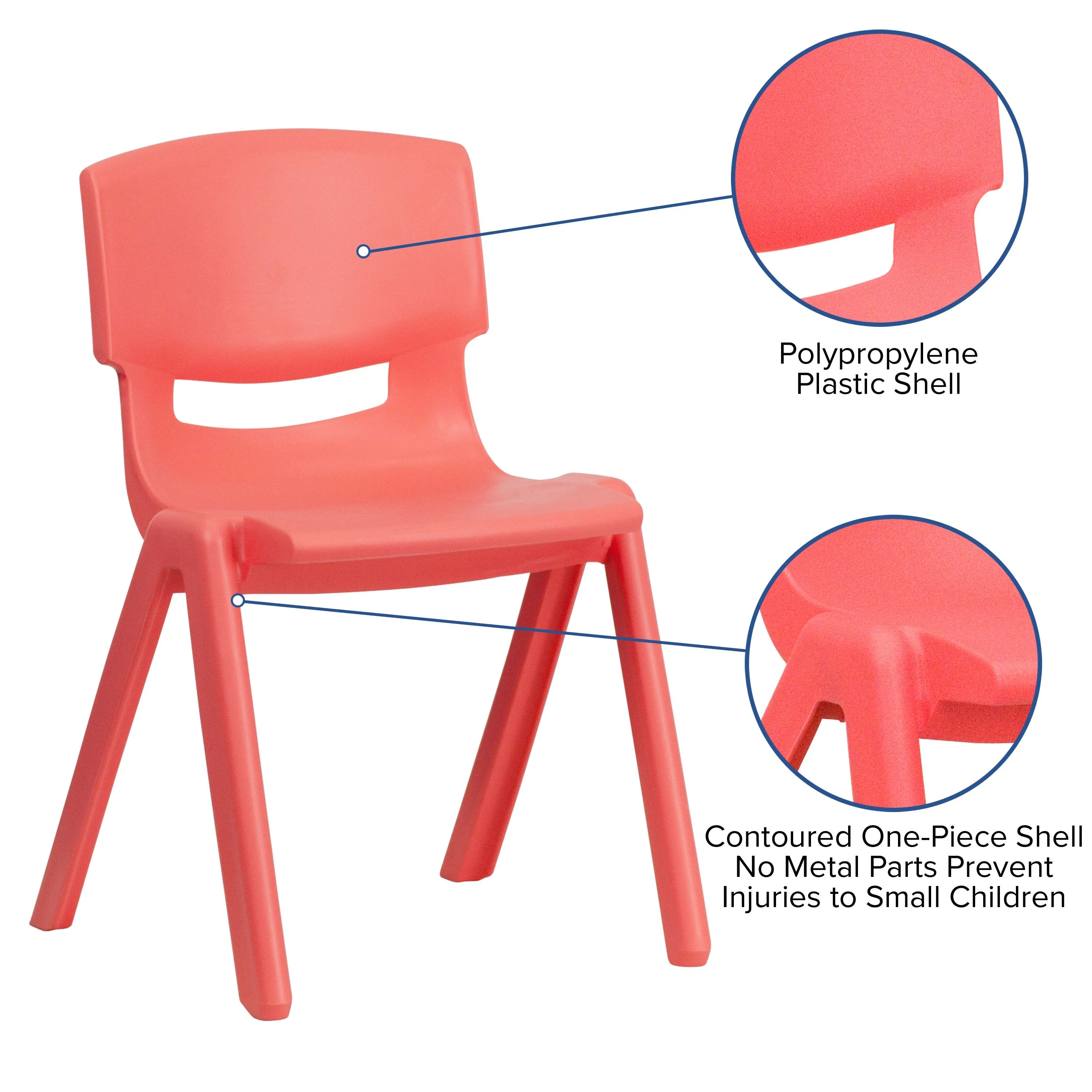 2 Pack Plastic Stackable School Chair with 13.25" Seat Height