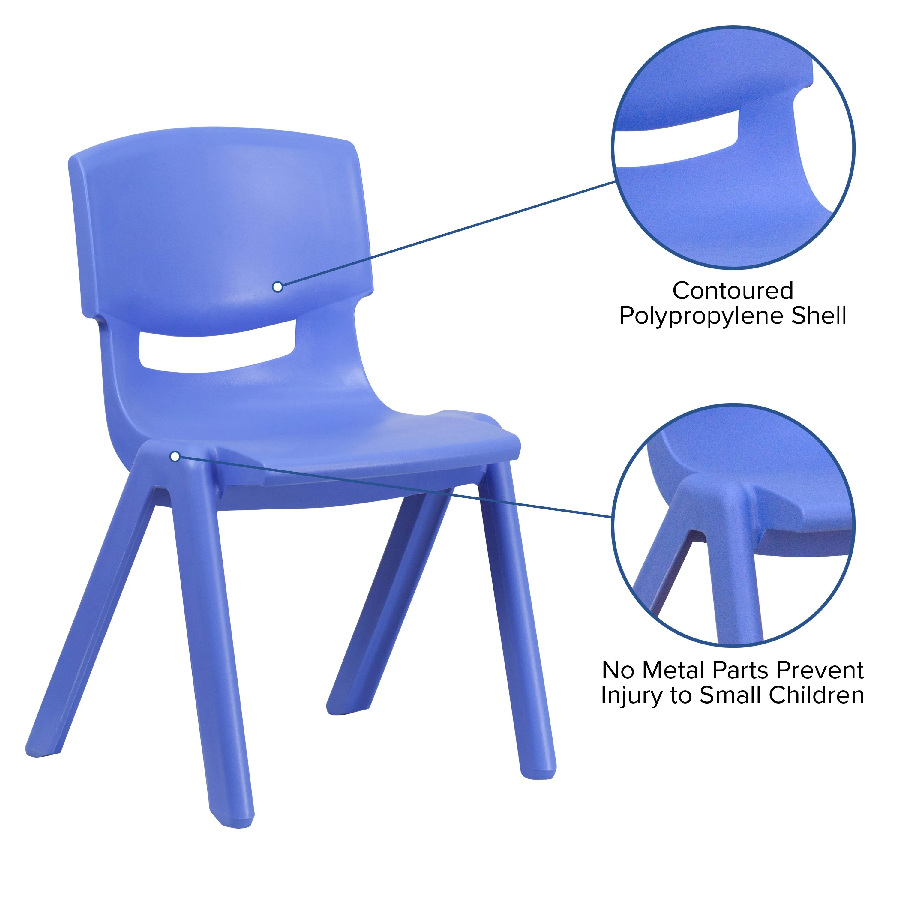 2 Pack Plastic Stackable School Chair with 13.25" Seat Height