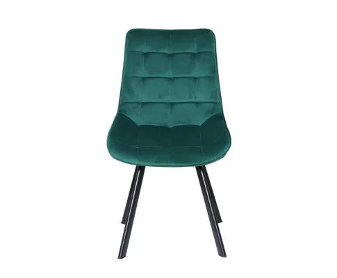 2 Reith Dining Chairs Kitchen Cafe Chairs Velvet Upholstered Green