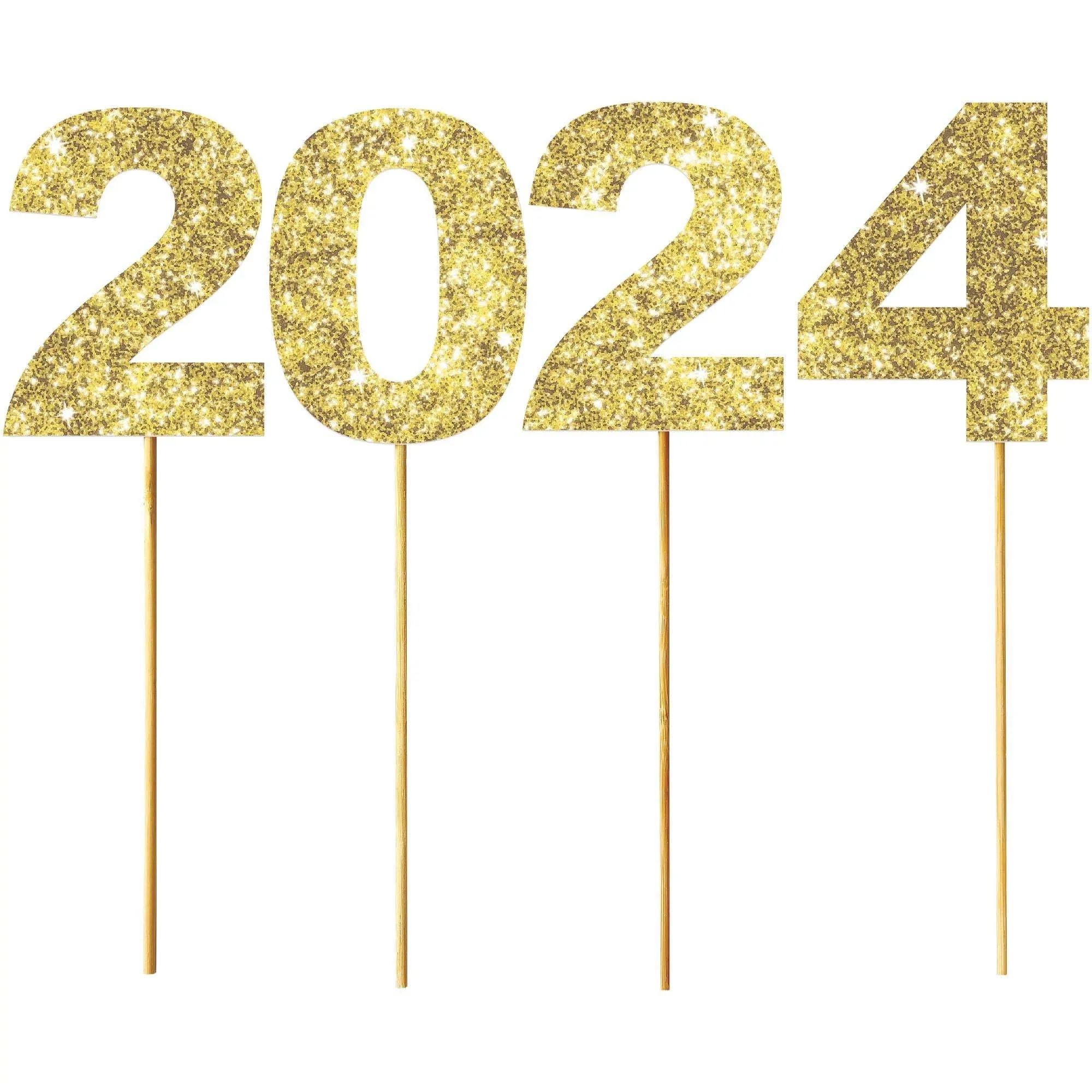 2024 Graduation Cake Topper, Gold, 4 Count