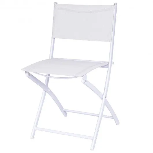 3 Pcs Folding Garden Patio Table Chairs Set-White