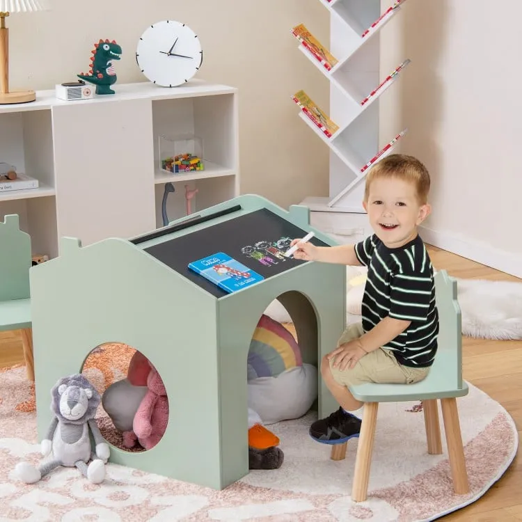 3 Pieces Wooden Kids Table and Chair Set