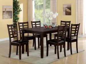 36" X 60" X 30" 7Pc Espresso  Espresso Pu Dining Set