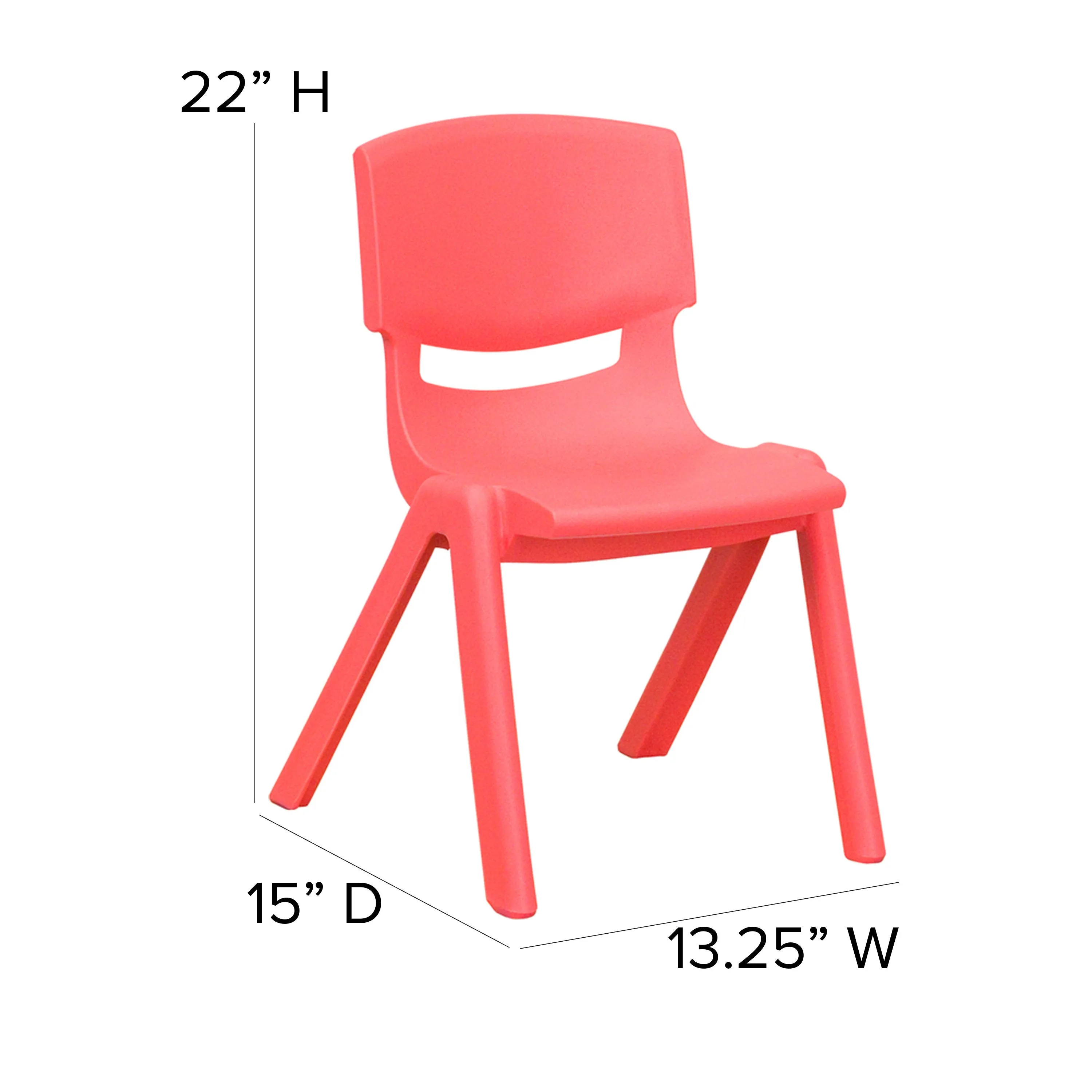 4 Pack Plastic Stackable School Chair with 12'' Seat Height