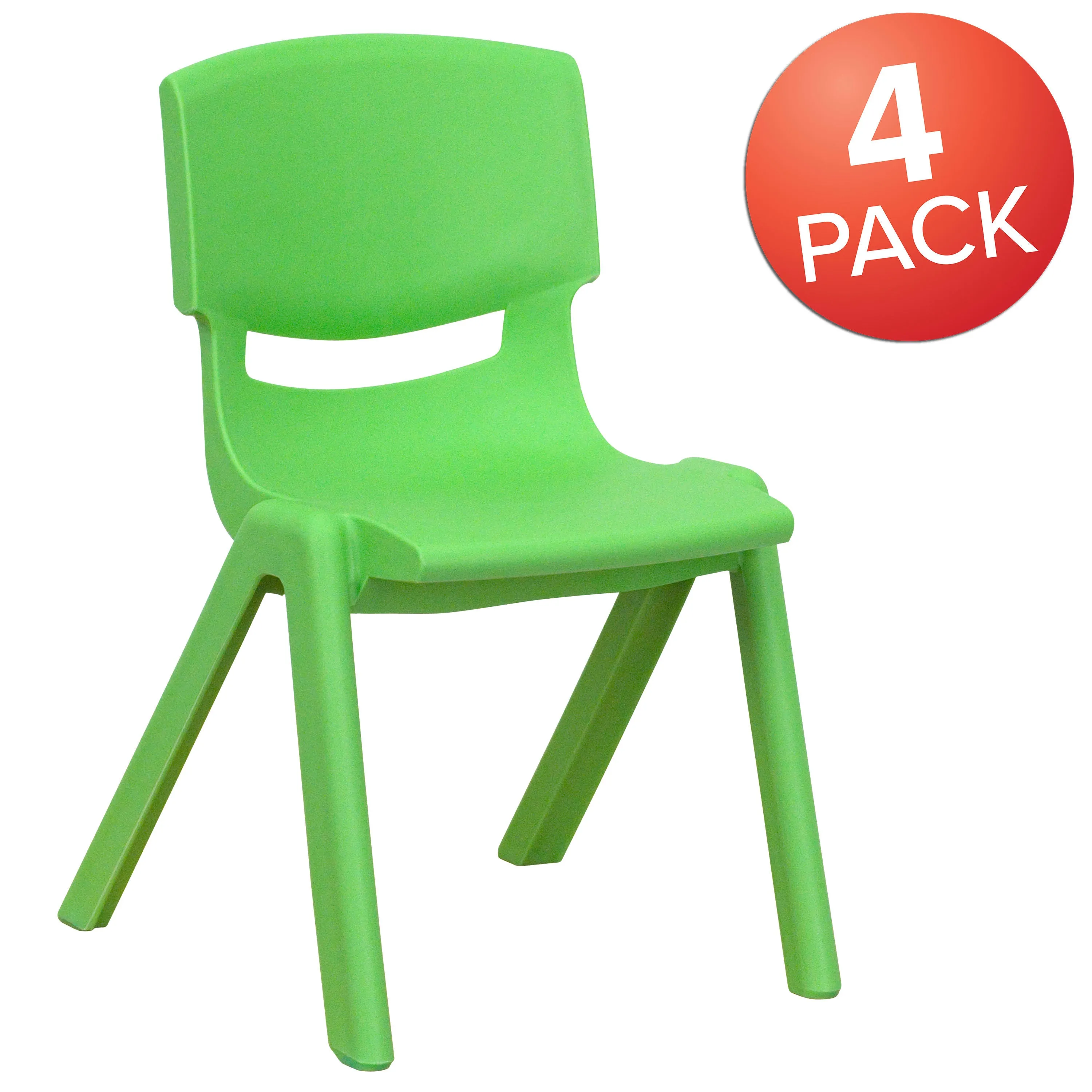 4 Pack Plastic Stackable School Chair with 12'' Seat Height