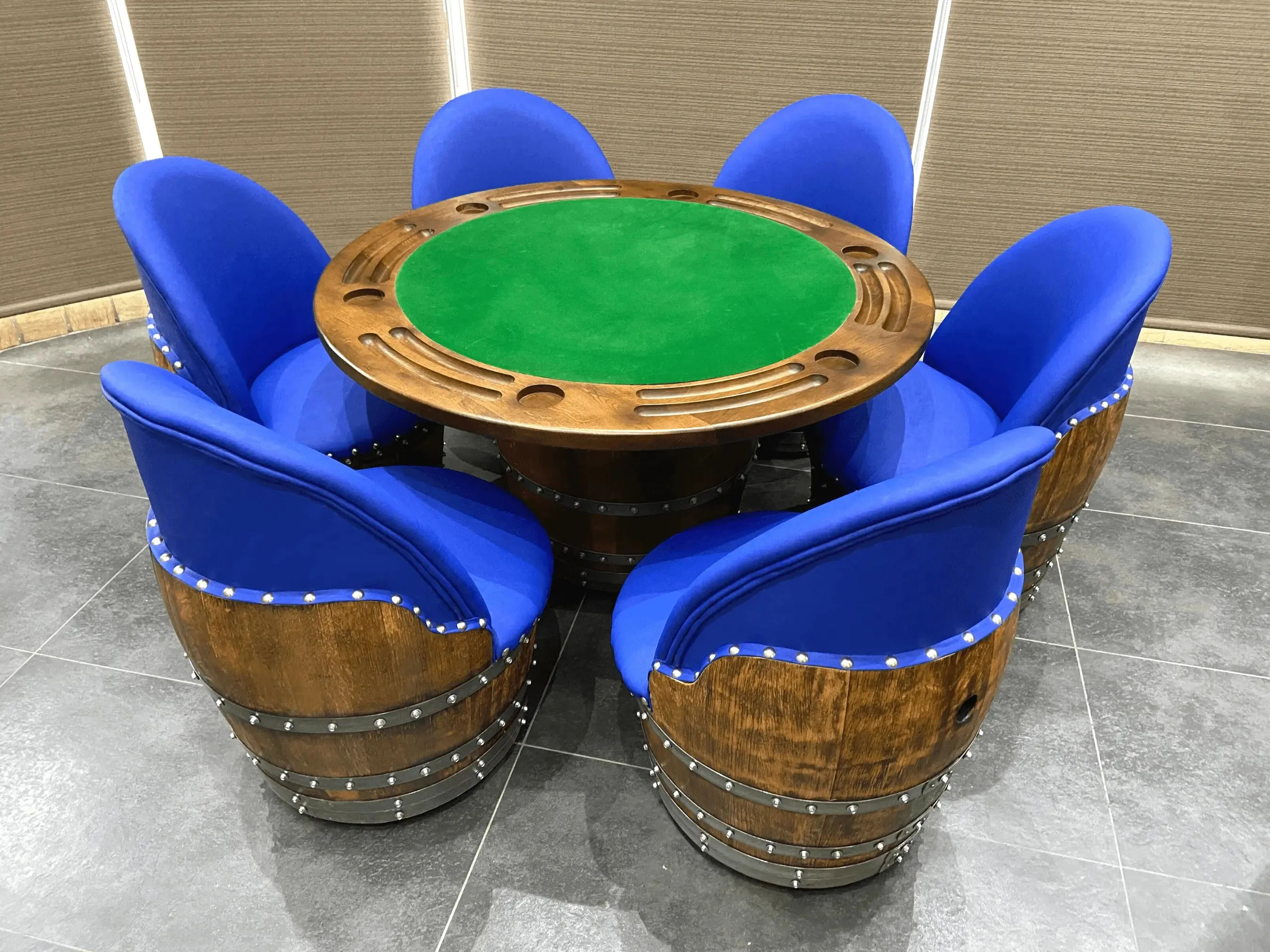 6-Chair Barrel Table Game Set (With Dining Top Option) (January Preorder)