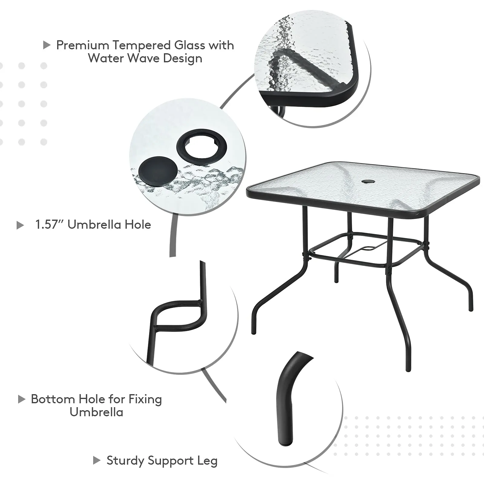 6 Pieces Patio Dining Set with Umbrella, Outdoor Table and Chair Set