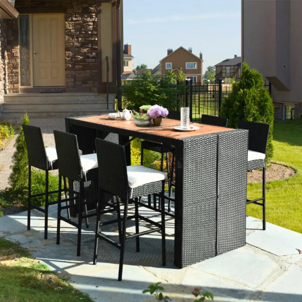 7 Pieces Patio Rattan Wicker Dining Furniture Set