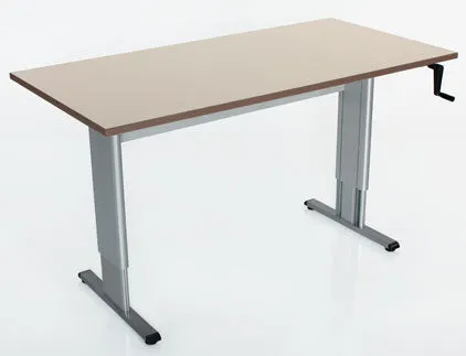 Ad-As/Populas Furniture Accella Series Height Adjustable Workstations, Desks & Tables Adjustable Endzone Workstation, 60"L X 30"W, Undermounted Hand-Crank, Available In All Finishes, Indicate Color Code (Xx)