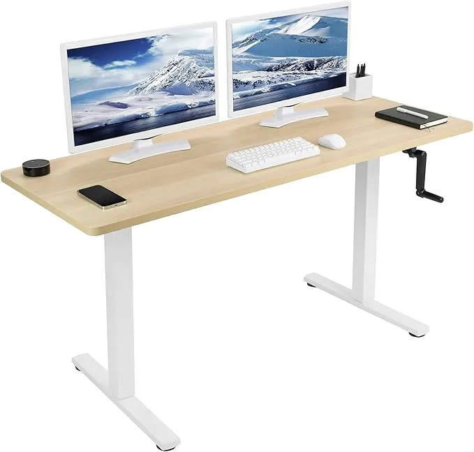 Ad-As/Populas Furniture Accella Series Height Adjustable Workstations, Desks & Tables Workstation, 60"L X 24"W, Rectangular, Undermounted Hand-Crank, Available In All Finishes, Indicate Color Code (Xx)