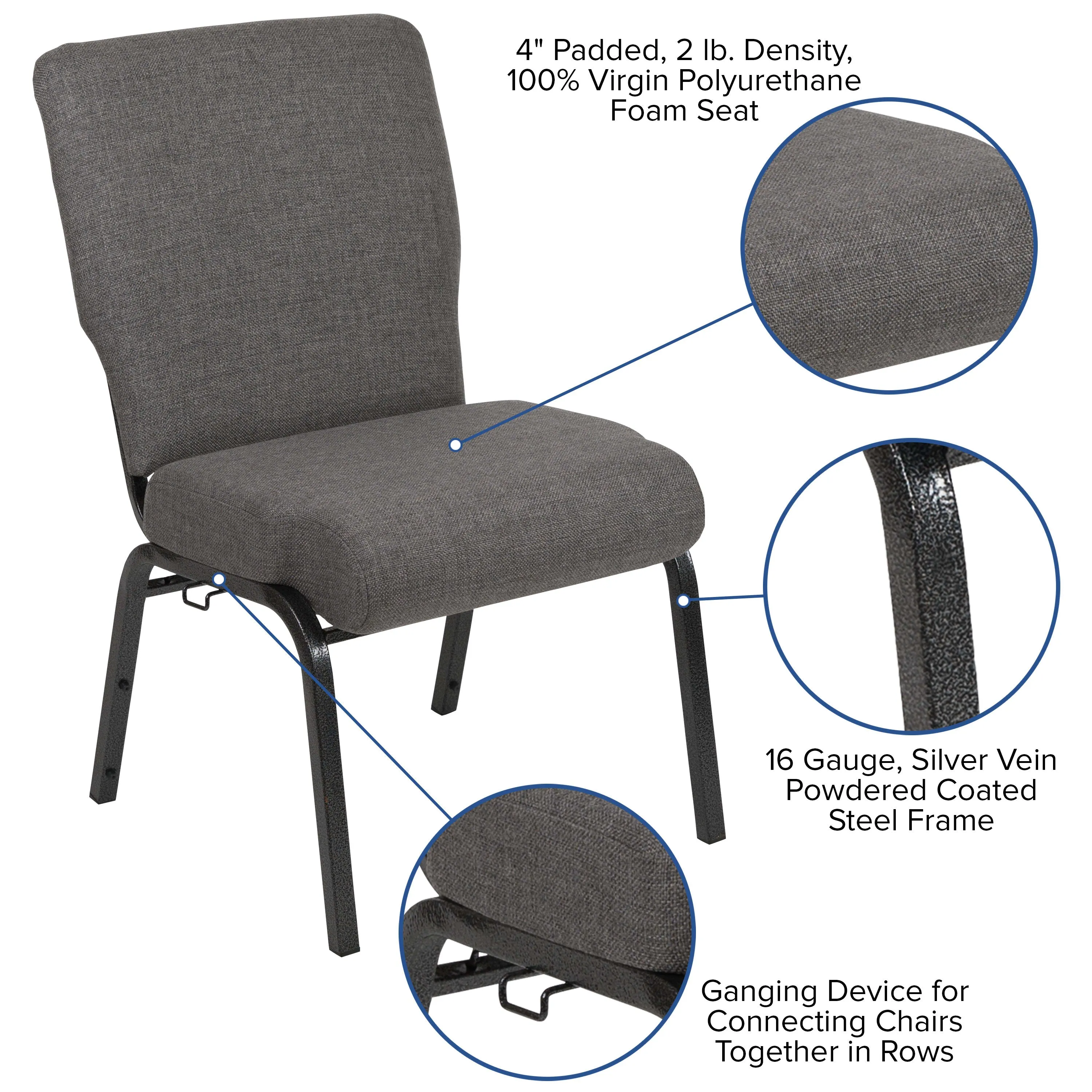 Advantage 20.5 in. Molded Foam Church Chair