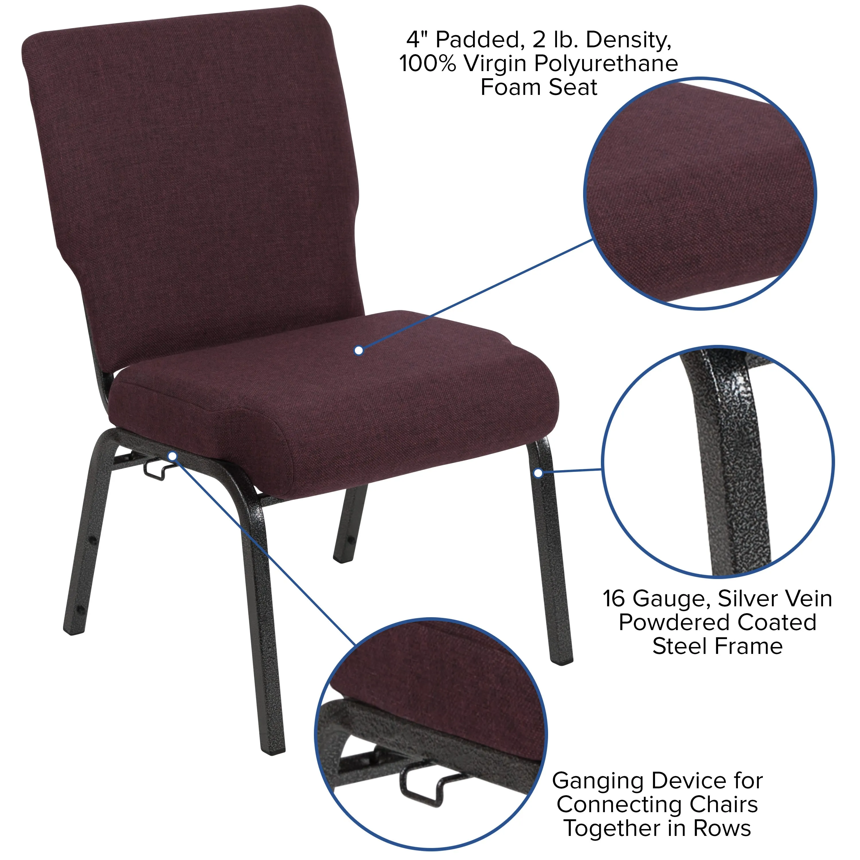 Advantage 20.5 in. Molded Foam Church Chair