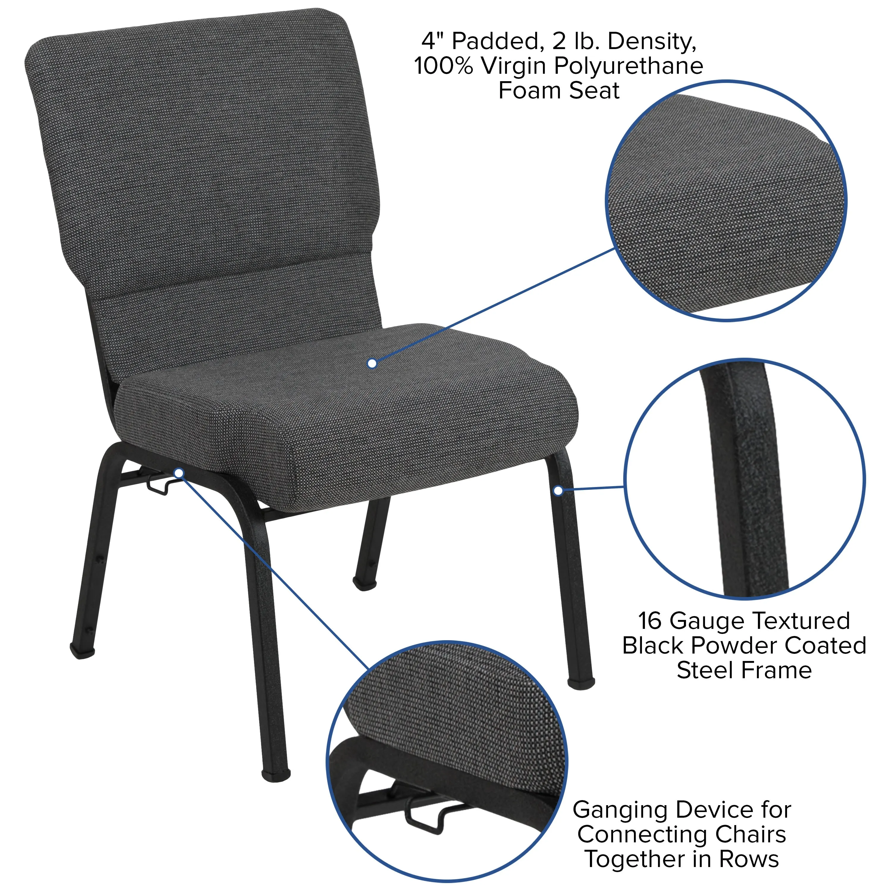 Advantage 20.5 in. Molded Foam Church Chair