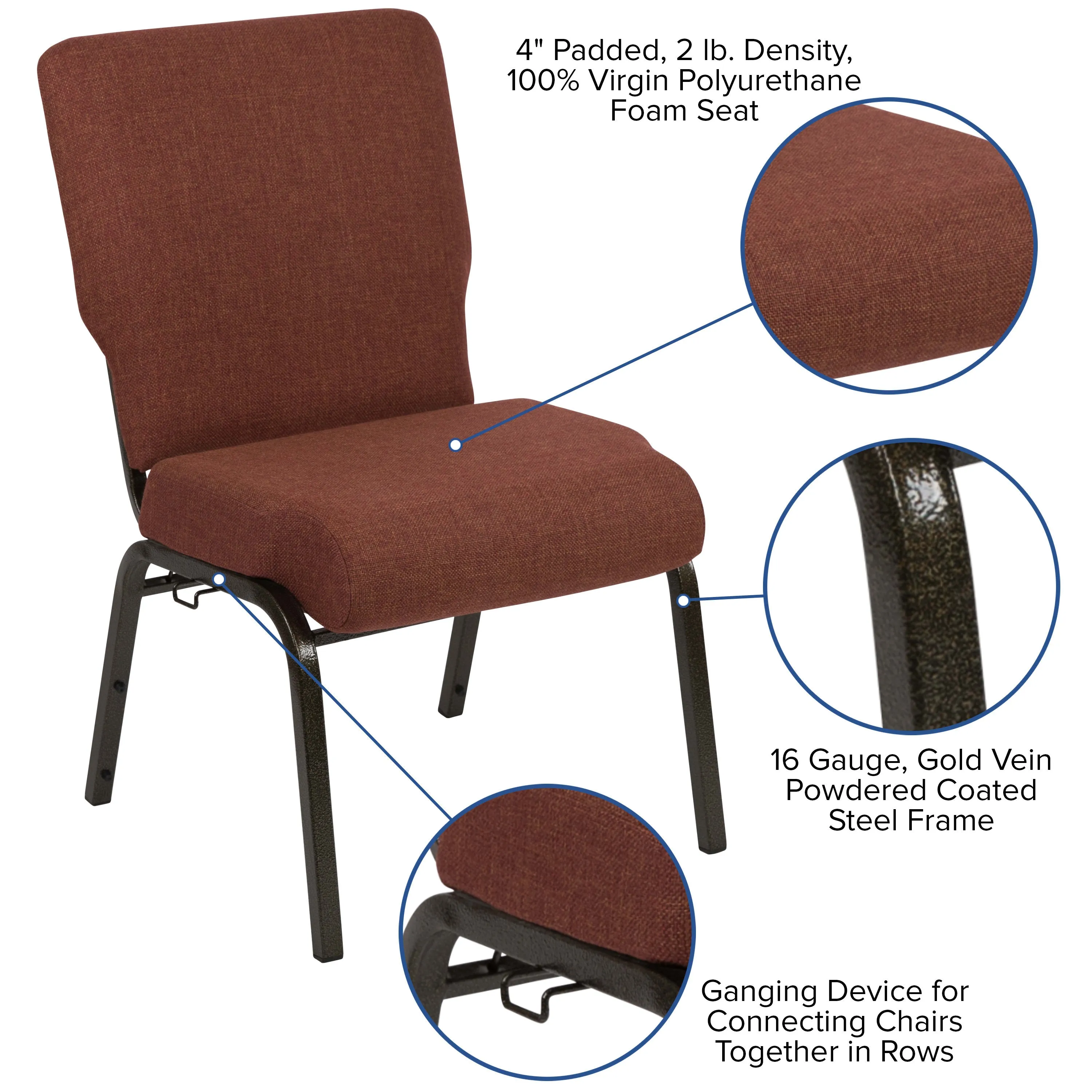 Advantage 20.5 in. Molded Foam Church Chair