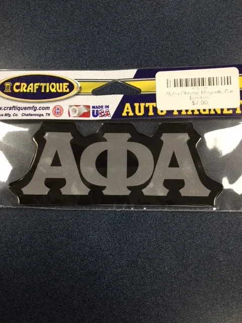 Alpha Chrome Magnetic Car Emblem