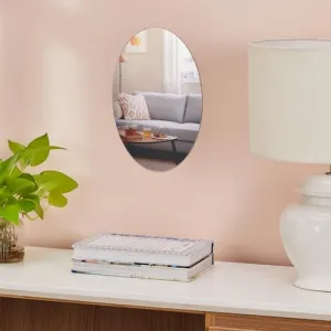 Amazon Brand - Solimo Oval Shaped Mirror Sticker with Double-Sided Tape