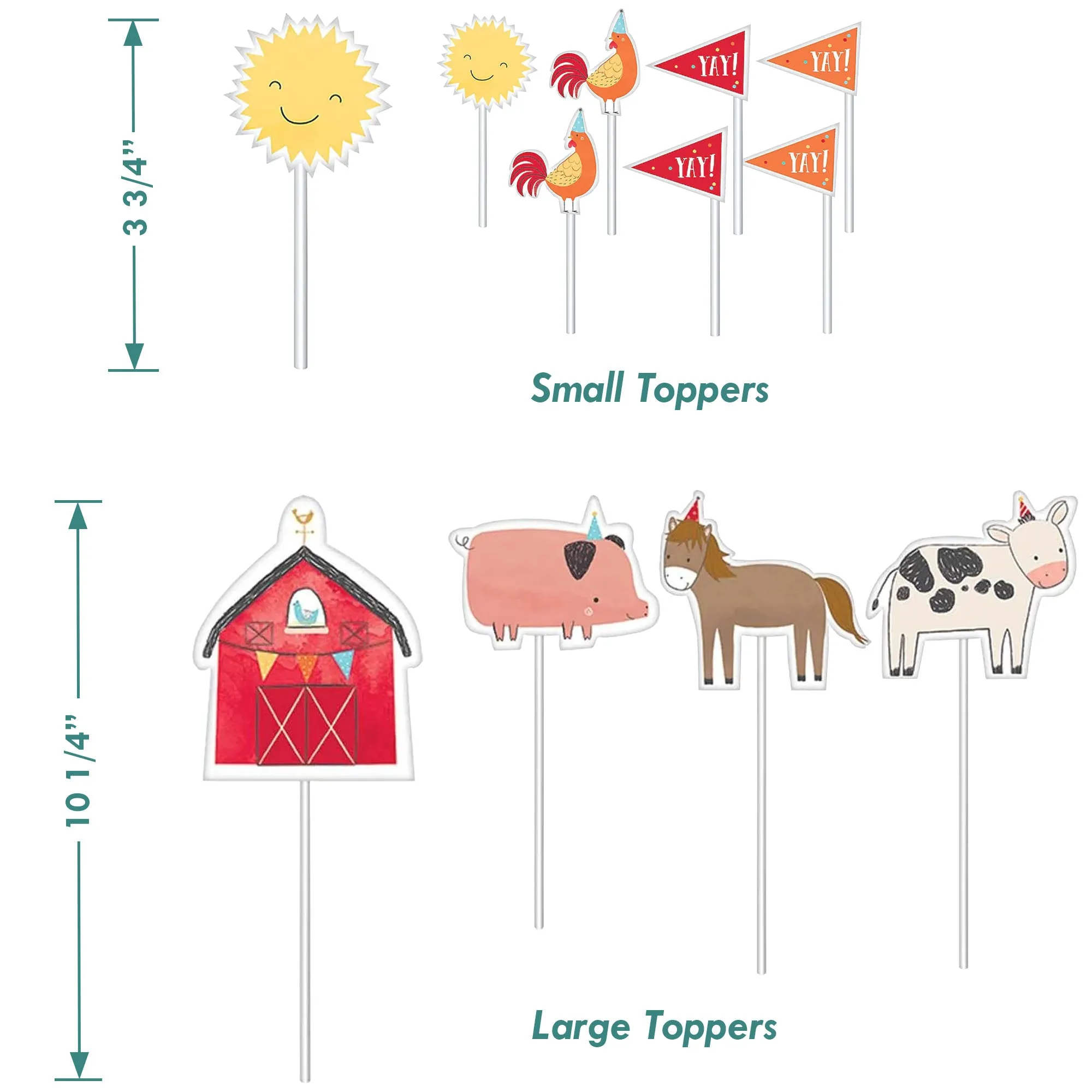 Barnyard Birthday Party Cupcake Liners and 8 Toppers Set