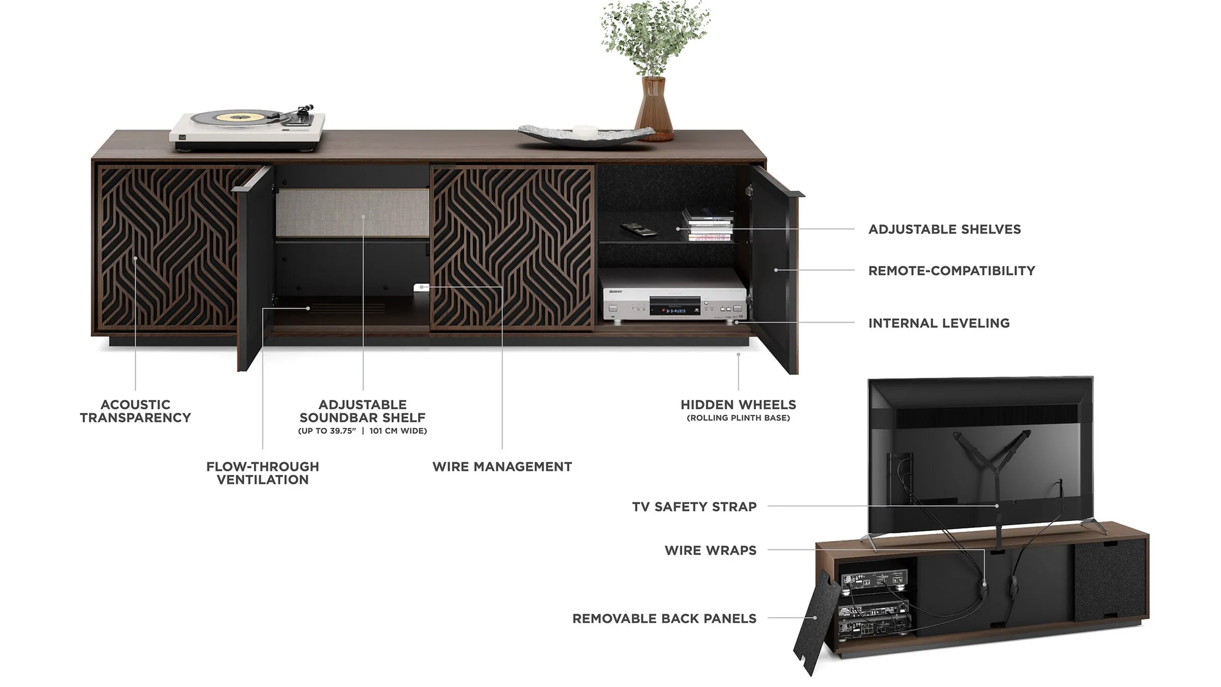 BDi Elements 8703-WE Media Console Collection