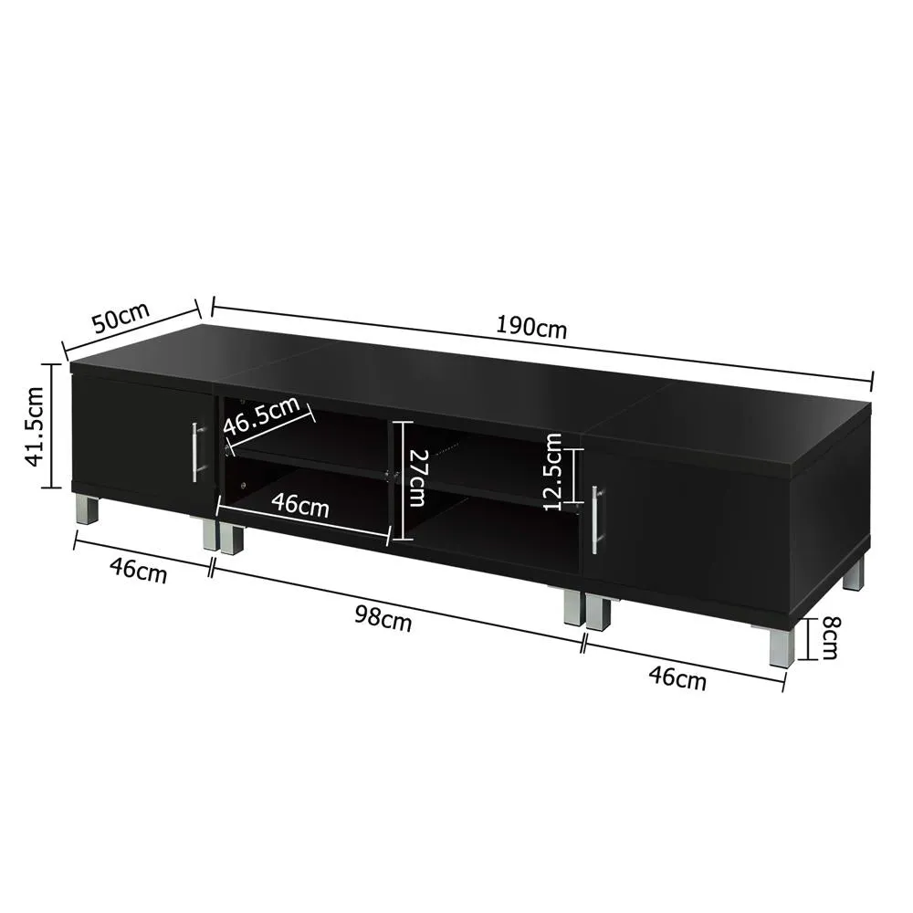 Black 190cm Entertainment Cabinet with Storage - Artiss