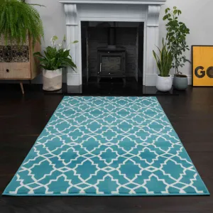 Blue Trellis Hall Runner Living Room Rug