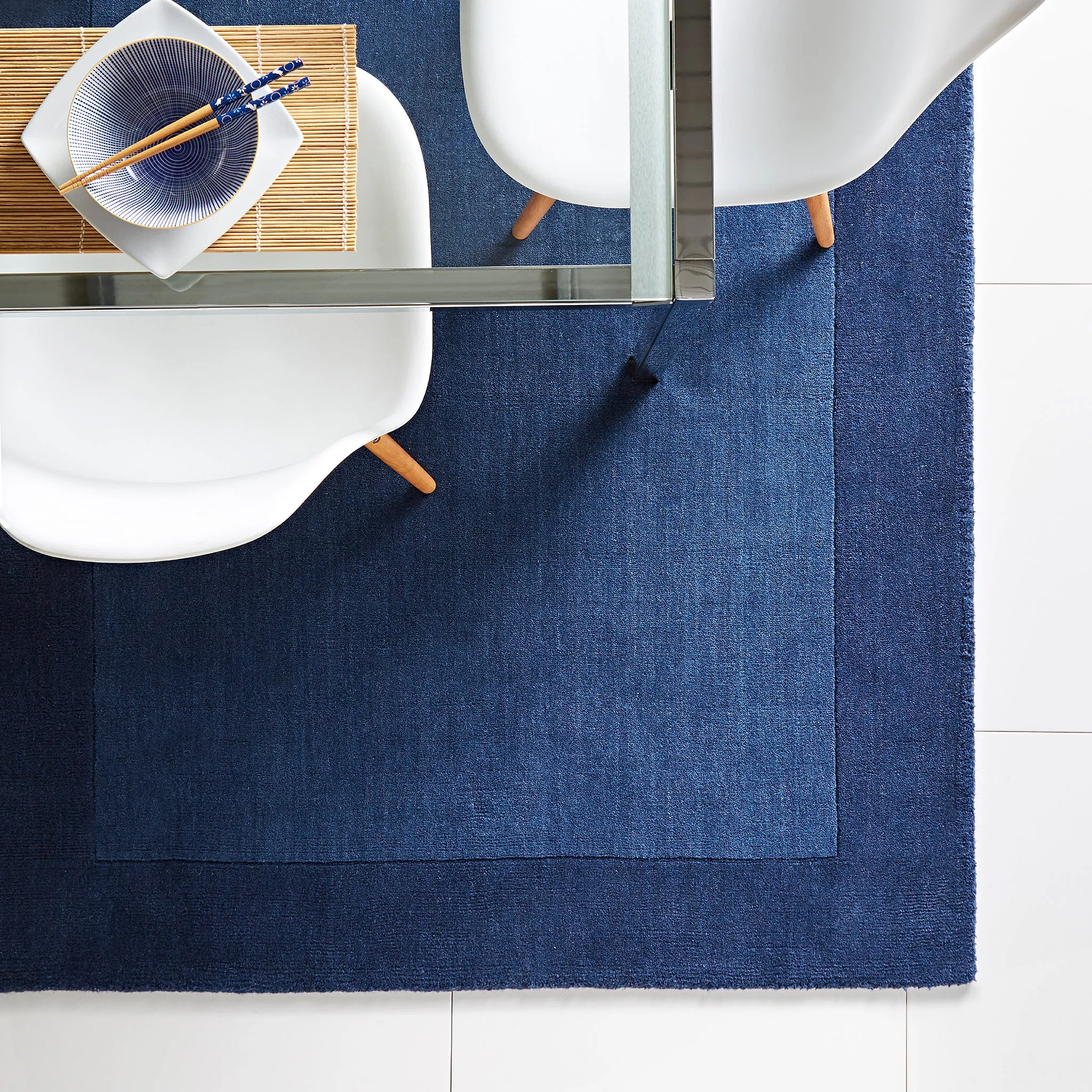 Borders Rug Navy