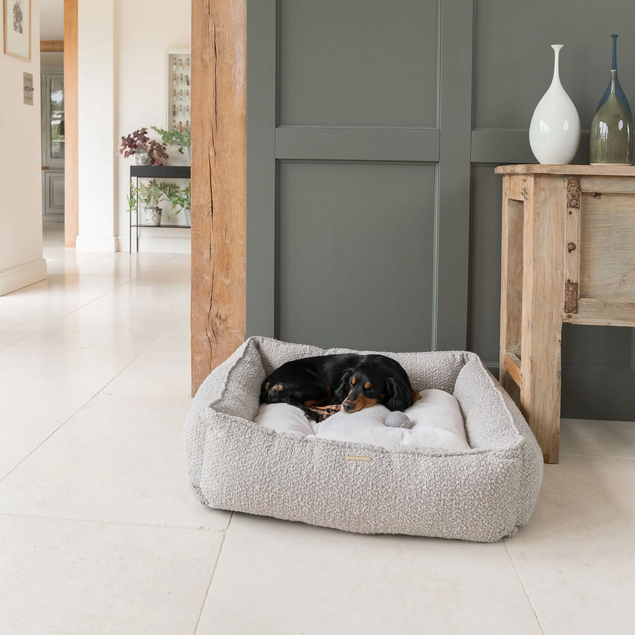 Box Bed in Mink Bouclé by Lords & Labradors