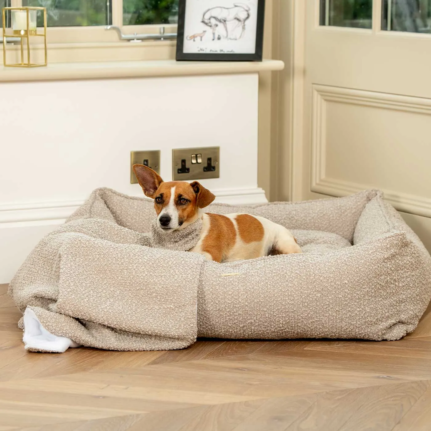 Box Bed in Mink Bouclé by Lords & Labradors