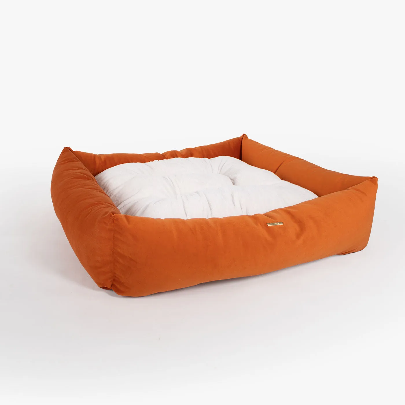 Box Bed With Removable Covers In Pumpkin Velvet by Lords & Labradors