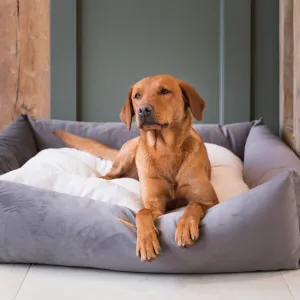 Box Bed With Removable Covers In Silt Velvet by Lords & Labradors