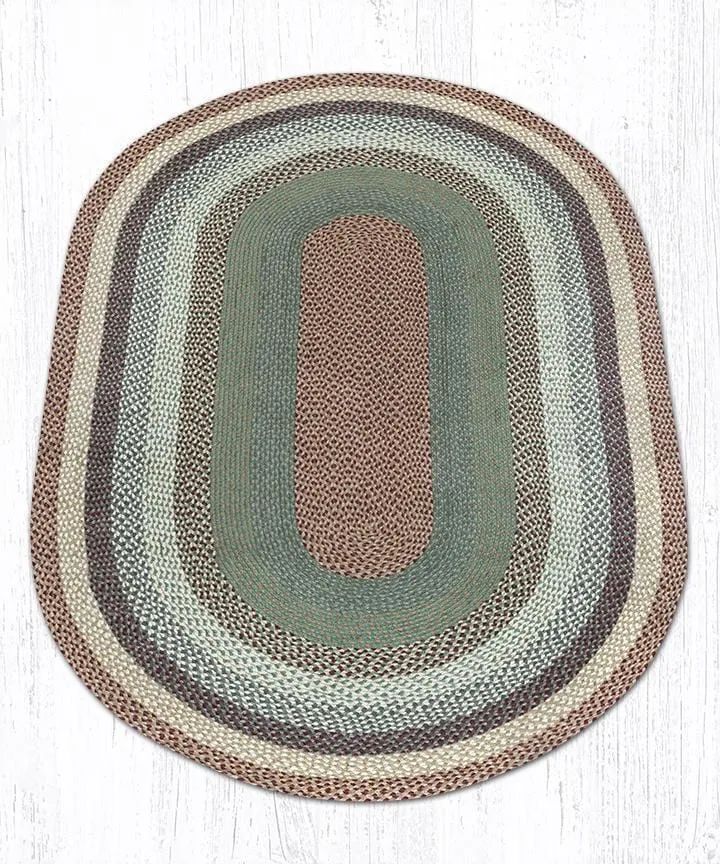 Buttermilk & Cranberry Braided Rug - Oval