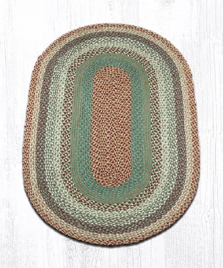 Buttermilk & Cranberry Braided Rug - Oval