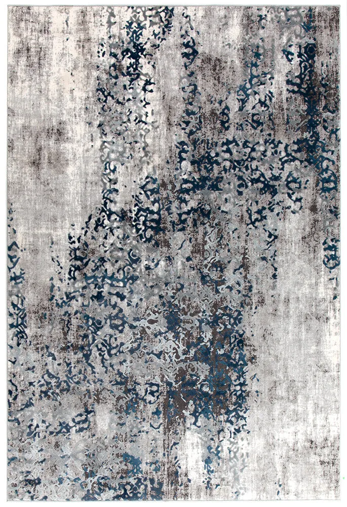 Casper Distressed Modern Rug Blue Grey White