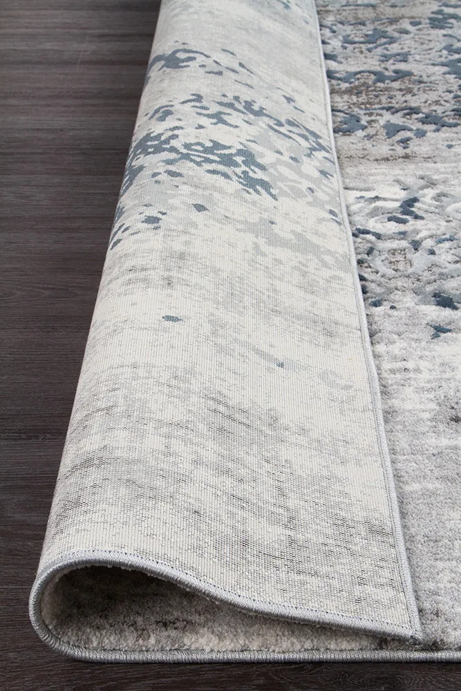 Casper Distressed Modern Rug Blue Grey White