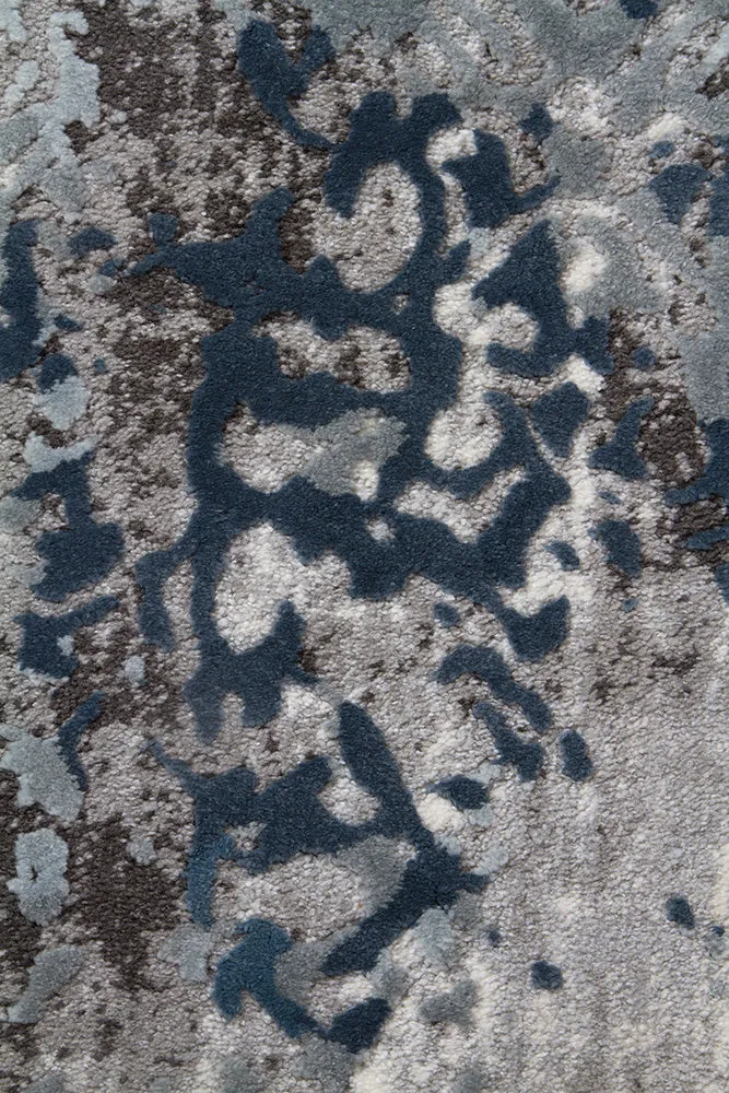 Casper Distressed Modern Rug Blue Grey White