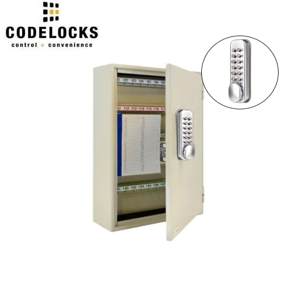 CodeLocks - Key Secure Hook Key Cabinet w/ CL160 - Mechanical Lock - Tubular Mortise Latch - Hold Back Feature - QuickCode - Optional Storage