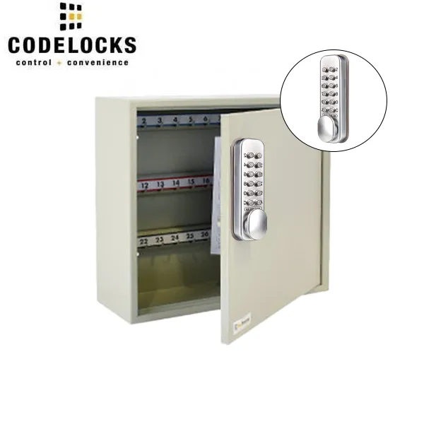 CodeLocks - Key Secure Hook Key Cabinet w/ CL160 - Mechanical Lock - Tubular Mortise Latch - Hold Back Feature - QuickCode - Optional Storage