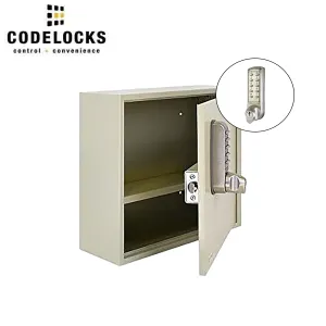 CodeLocks - Storage Cabinet with Removable Shelf w/ CL2255 - Brushed Steel - Electronic Lock - Tubular Mortise Latch - Optional Lock Prep - Optional Size