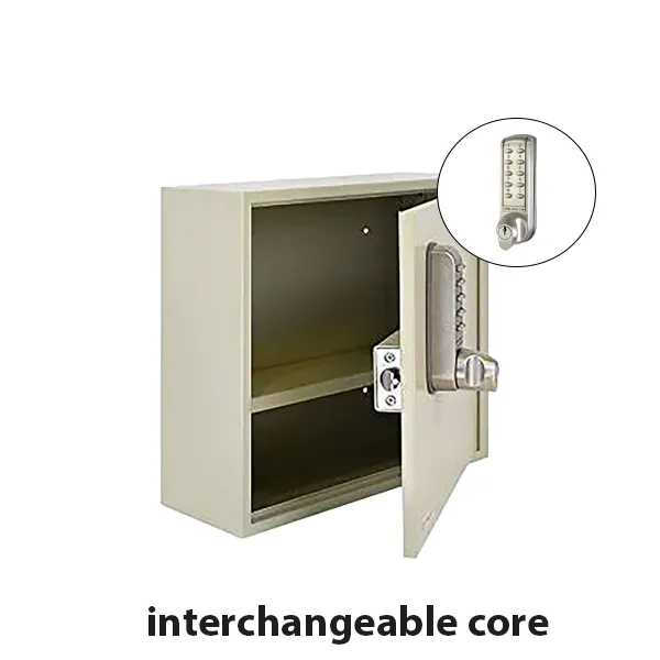 CodeLocks - Storage Cabinet with Removable Shelf w/ CL2255 - Brushed Steel - Electronic Lock - Tubular Mortise Latch - Optional Lock Prep - Optional Size