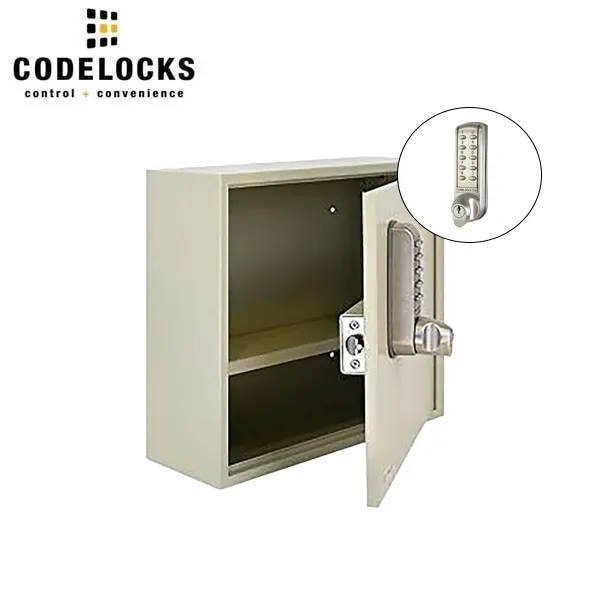 CodeLocks - Storage Cabinet with Removable Shelf w/ CL2255 - Brushed Steel - Electronic Lock - Tubular Mortise Latch - Optional Lock Prep - Optional Size