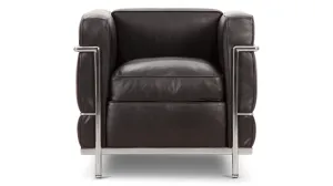 Corbusier - Corbusier Petit Modele Lounge Chair, Midnight Black Premium Leather