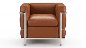 Corbusier - Corbusier Petit Modele Lounge Chair, Tan Premium Leather