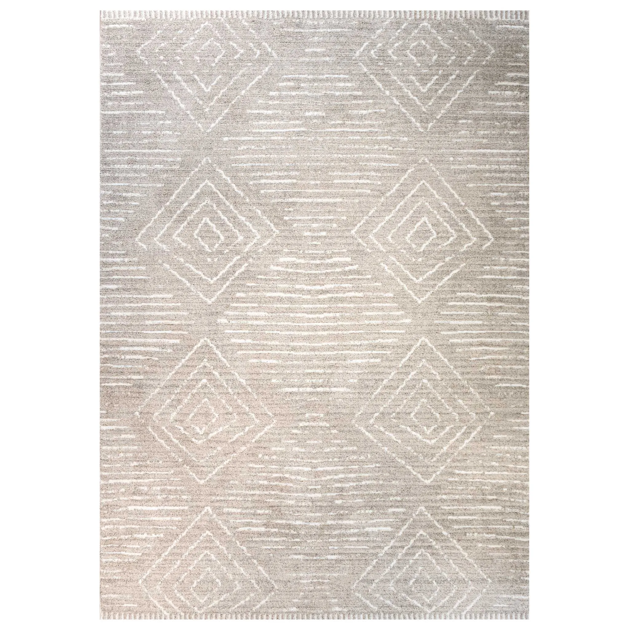 Cosy Soft Diamond Beige Moroccan Berber Bedroom Rug