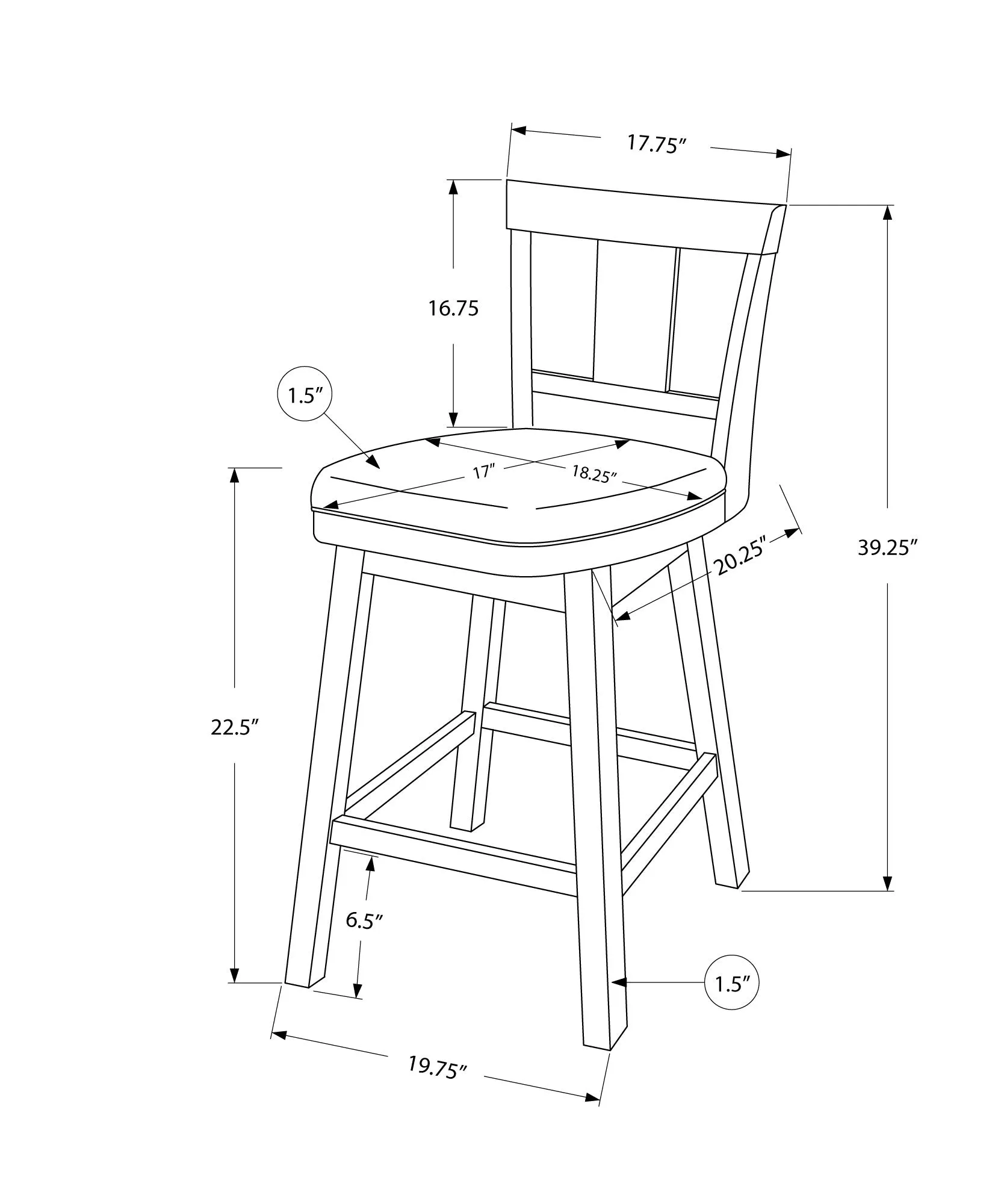 Counter-Height Stool / 39"H / Espresso / Swivel - Set of 2