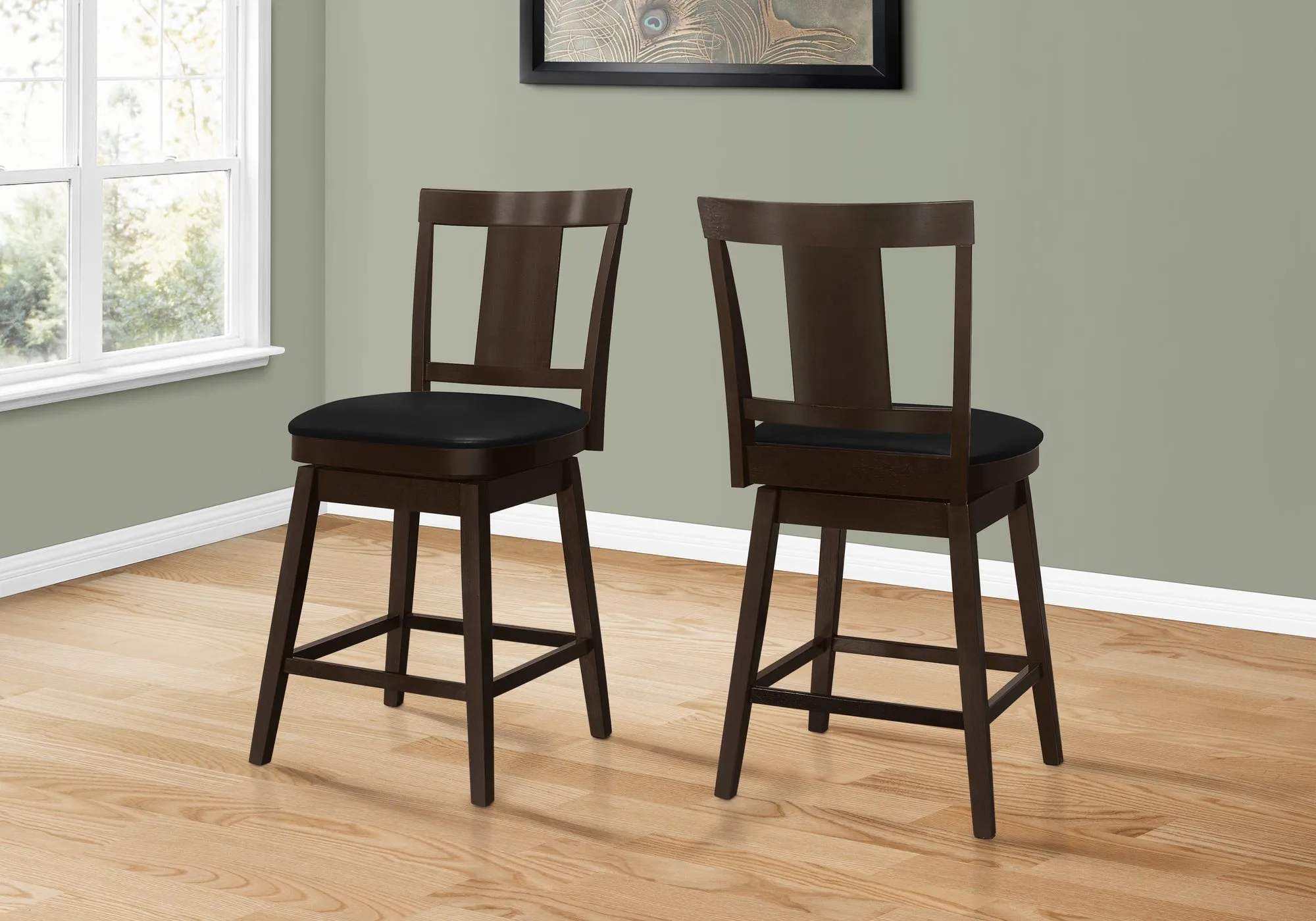 Counter-Height Stool / 39"H / Espresso / Swivel - Set of 2