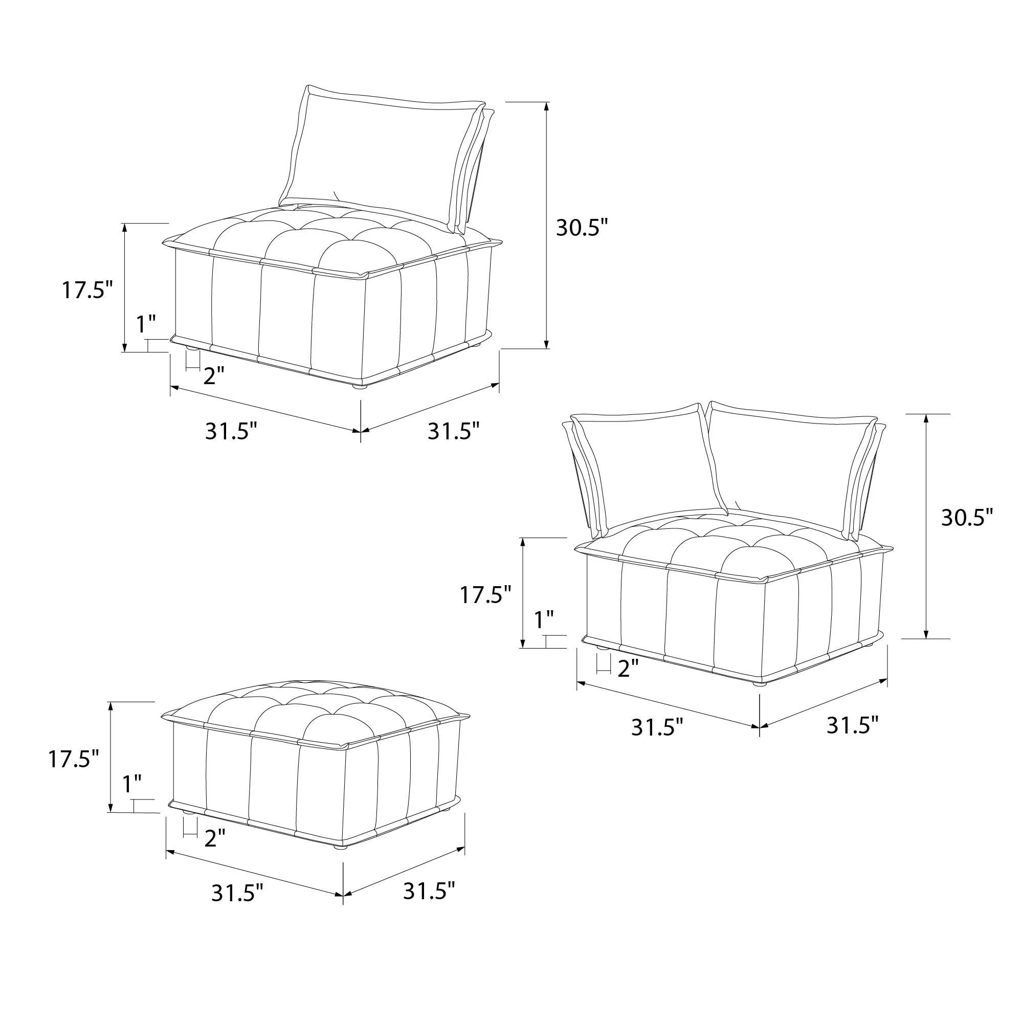 Darcy Corner Chair for Modular Sectional Sofa